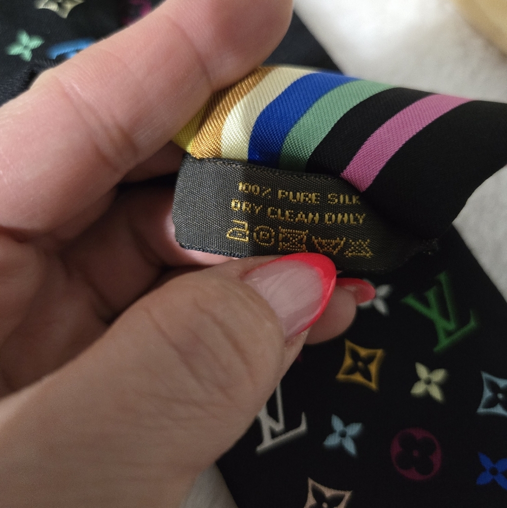 🔥 Louis Vuitton x Takashi Murakami Silk Monogram Multicolor Bandeau Black 🔥 - Picture 4 of 8